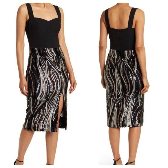 Dress the Population Malise sequin front slit dress XS NWT - Picture 1 of 8
